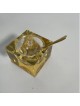 Square Honey Dish with Gold Mirror Design | Rosh Hashanah | Judaica
