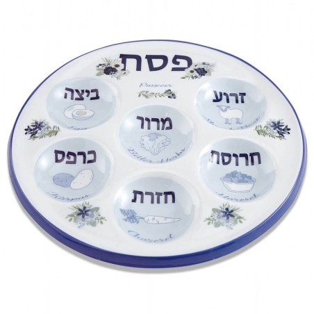 Assiette de Seder florale jetable | Pâque | Judaïca