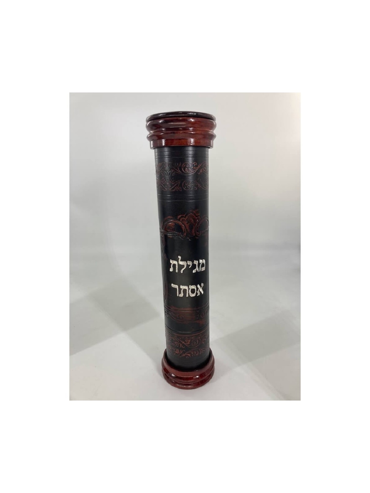 מחזיק מגילה עתיק מעור ועץ רקום | פורים | יוּדָאִיקָה
