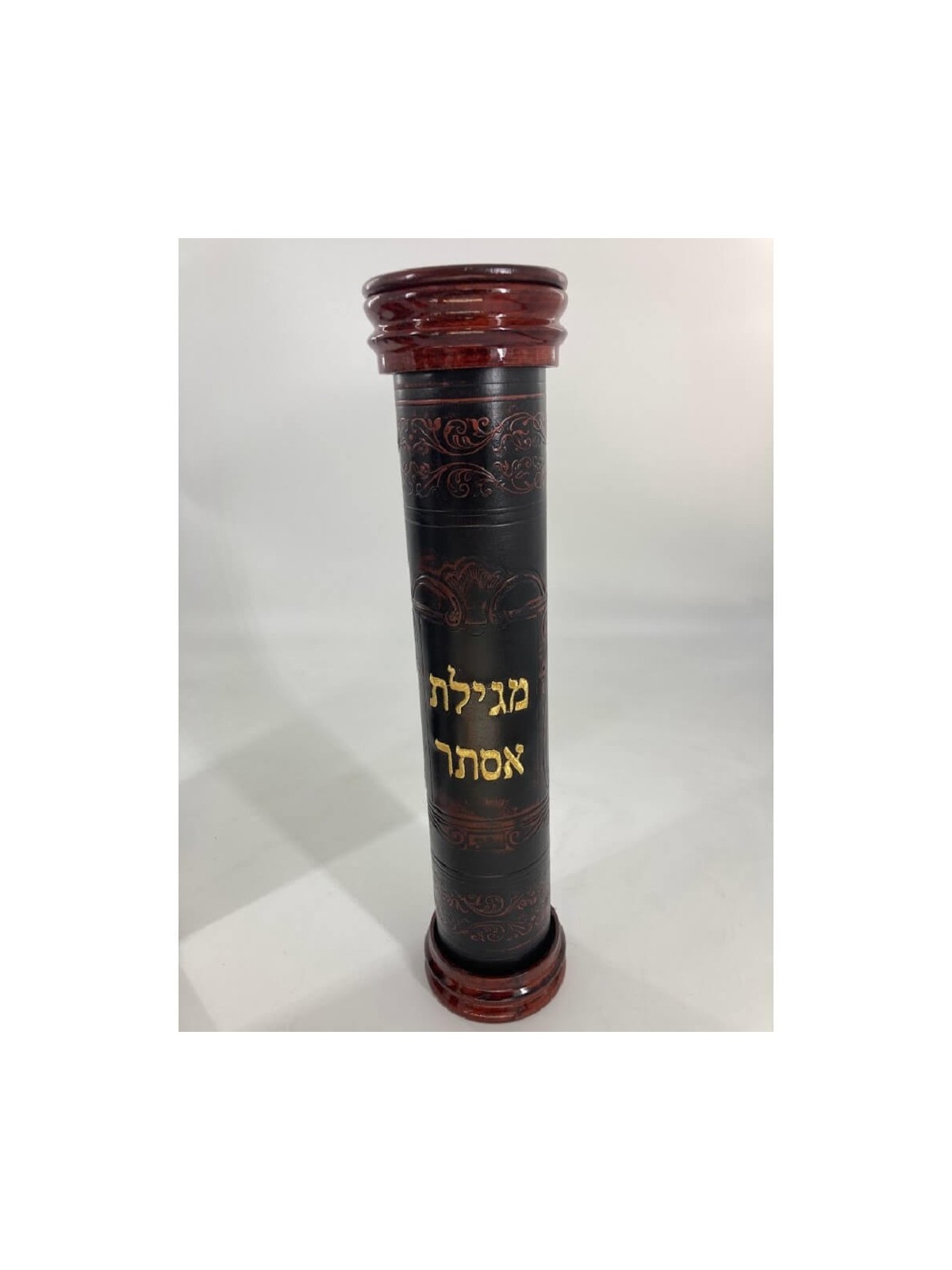 Antique Embroidered Leather & Wood Megillah Holder | Purim | Judaica