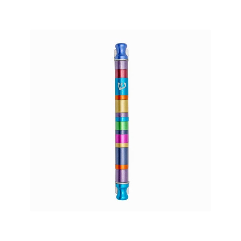 Cylinder Striped Mezuzah Case 12cm - Multicolor | Mezuzahs | Judaica