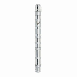 Cylinder Striped Mezuzah Case 12cm - Silver | Mezuzahs | Judaica