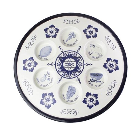 Assiette de Seder en céramique florale | Pâque | Judaïca