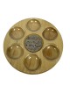 Wooden Seder Plate with Plaque and 6 Glass Dishes | Passover | Judaica