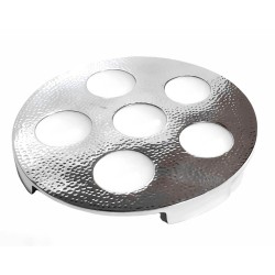 Stainless Steel Seder Plate - Silver-White Hammere | Passover | Judaic