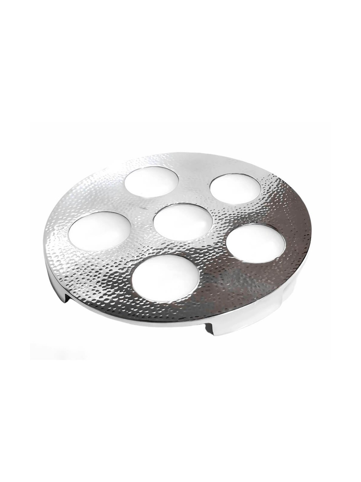 Stainless Steel Seder Plate - Silver-White Hammere | Passover | Judaic
