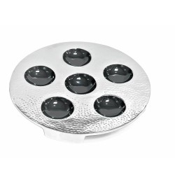 Stainless Steel Seder Plate - Silver-Black Hammere | Passover | Judaic