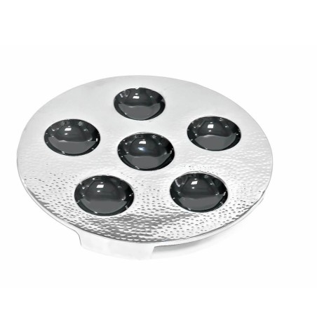 Stainless Steel Seder Plate - Silver-Black Hammere | Passover | Judaic