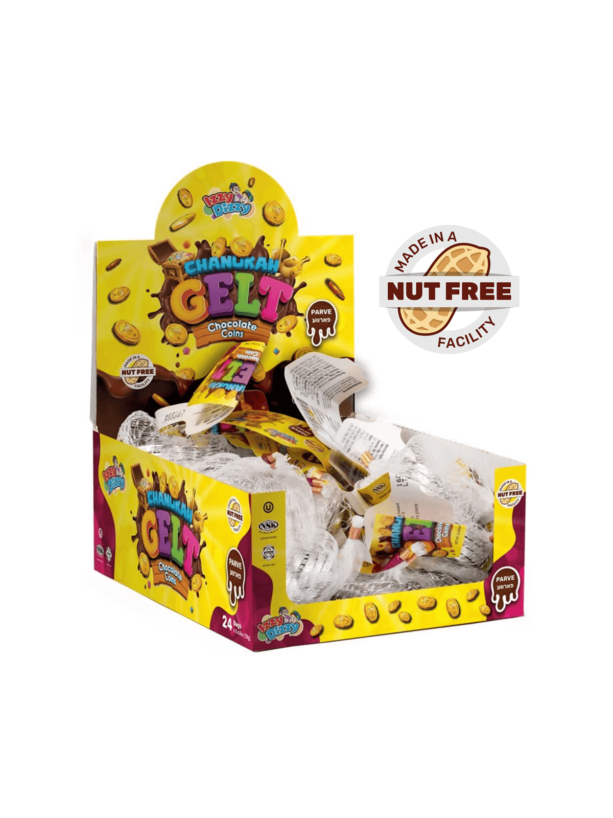 Pièces de chocolat Chanukah Gelt sans noix Pareve - Bo | Hanoukka | judaïque
