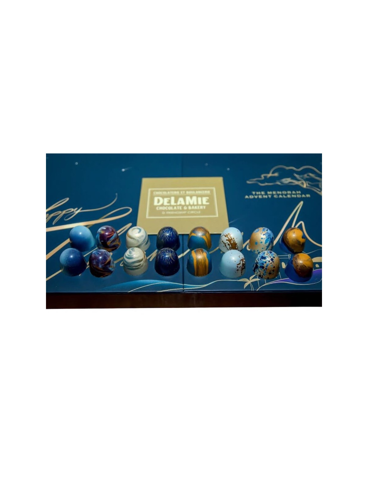 DeLamie Chocolate Menorah Advent Calendar (16 pcs) | Hanukkah | Judaic