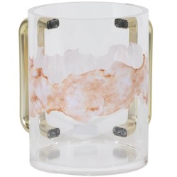 Tasse de lavage en acrylique poignées dorées marbre pêche | Lavage des tasses | Judaïca