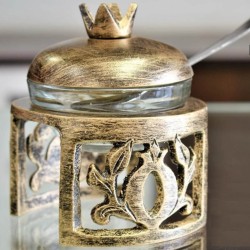 Pomegranate Honey Dish Stainless Steel Brushed Gol | Rosh Hashanah | J