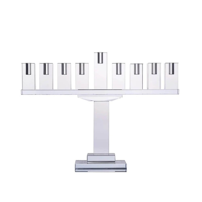 Crystal Menorah Symmetrical - Clear | Hanukkah | Judaica