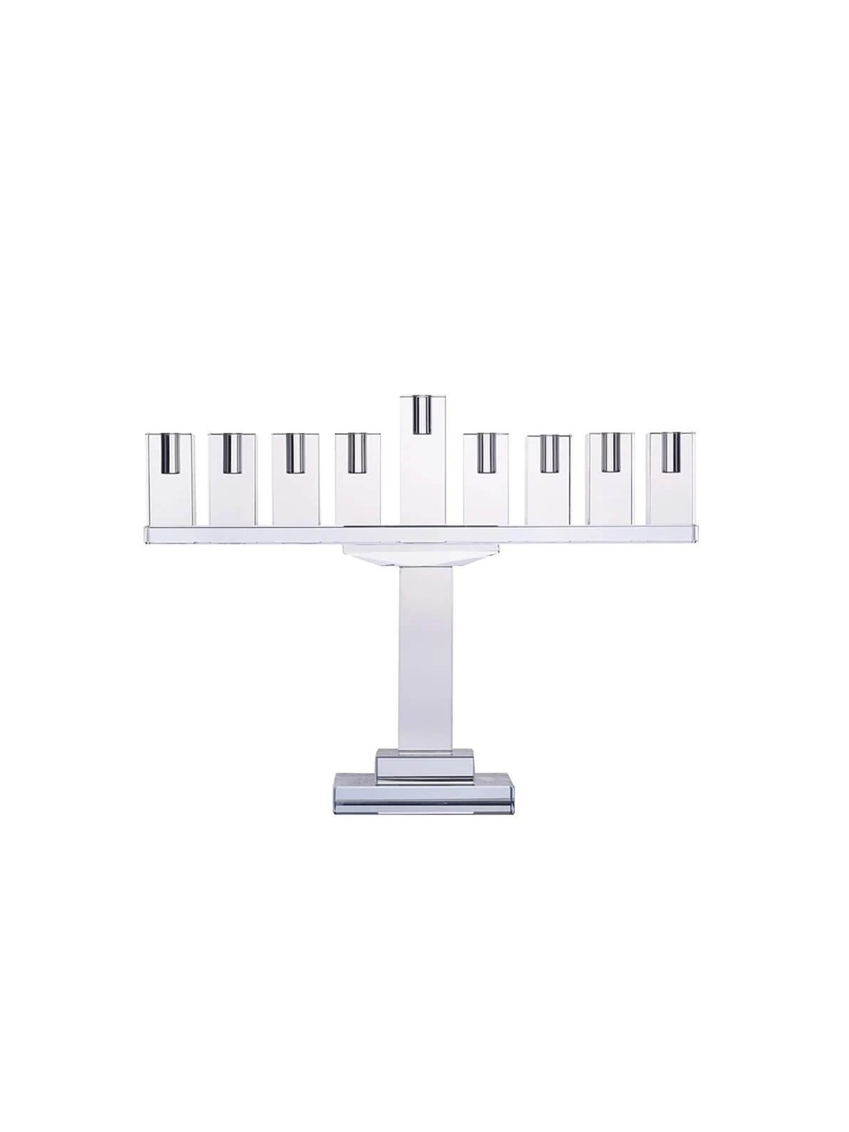 Crystal Menorah Symmetrical - Clear | Hanukkah | Judaica