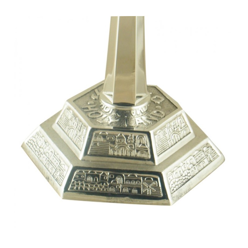 Seven Branch Menorah with Jerusalem Images Silve... | 7 Branch Menorah