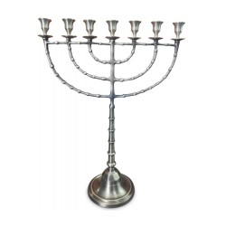 Extra Large Seven Branch Menorah Silver Nickel w... | 7 Branch Menorah