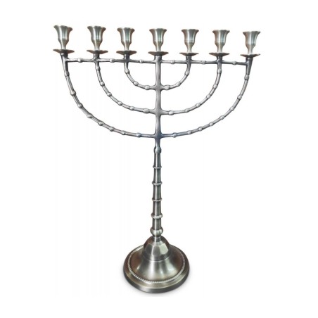 Extra Large Seven Branch Menorah Silver Nickel w... | 7 Branch Menorah
