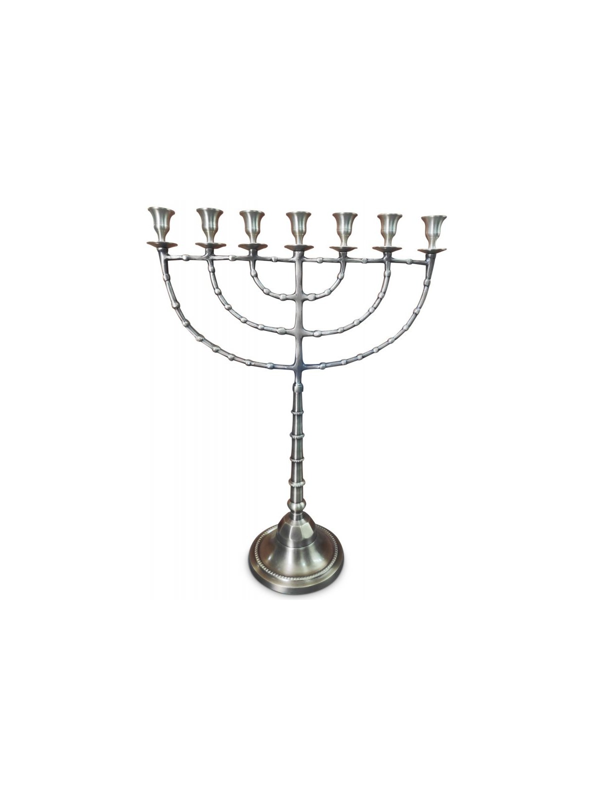 Extra Large Seven Branch Menorah Silver Nickel w... | 7 Branch Menorah