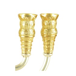 Two Tone Silver and Gold 7 Branch Menorah Jerusa... | 7 Branch Menorah
