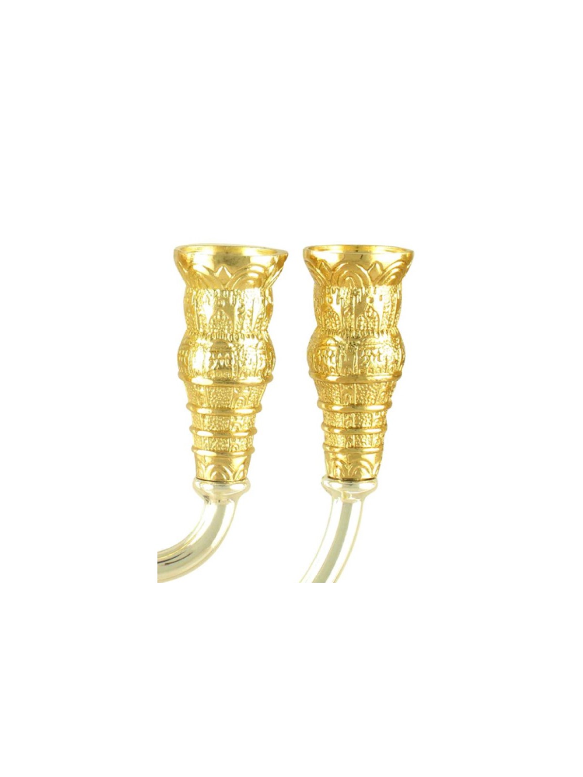 Two Tone Silver and Gold 7 Branch Menorah Jerusa... | 7 Branch Menorah