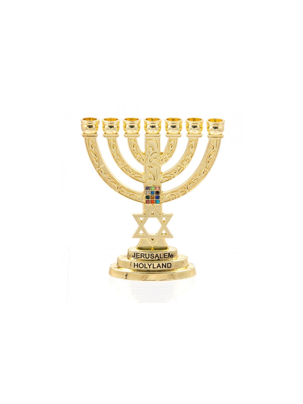 חנוכייה קטנה דקורטיבית 7 סניפים עם כוכב ד... | חנוכיית סניף 7
