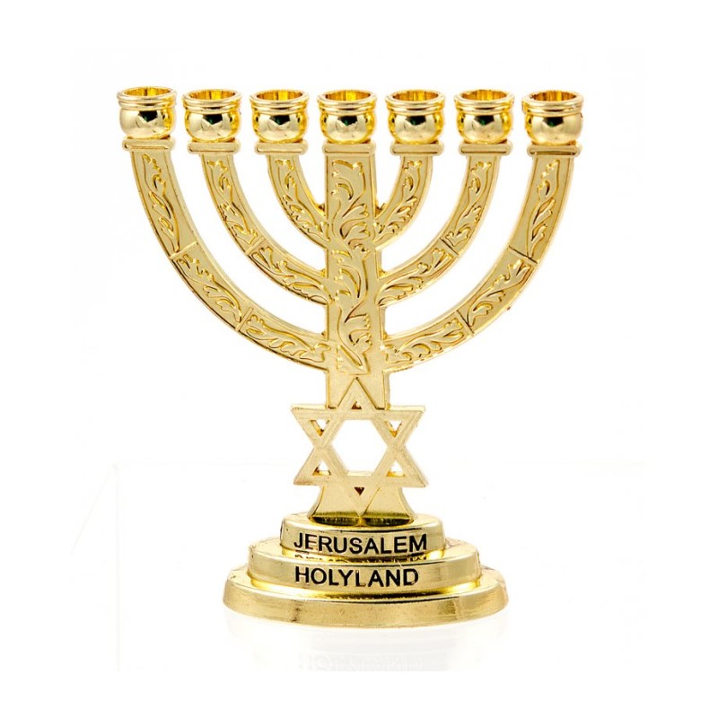 חנוכייה קטנה דקורטיבית 7 סניפים עם כוכב ד... | חנוכיית סניף 7