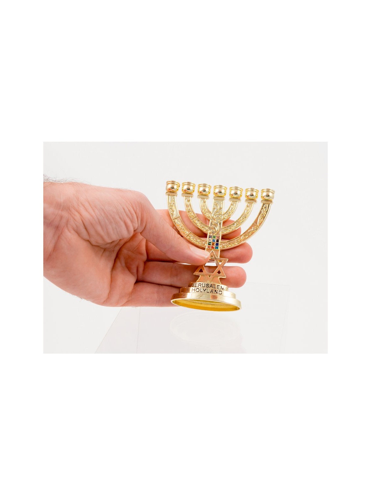 Small Decorative 7 Branch Menorah with Star of D... | 7 Branch Menorah