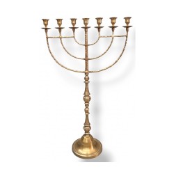 Giant Sized Seven Branch Gold Menorah with Antiq... | 7 Branch Menorah