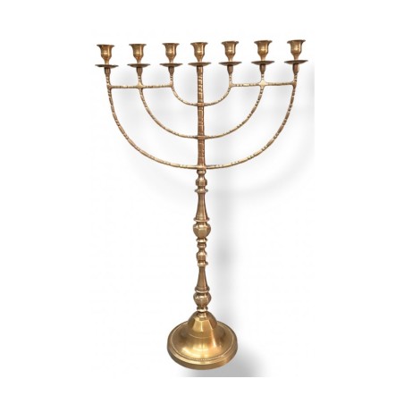 Giant Sized Seven Branch Gold Menorah with Antiq... | 7 Branch Menorah