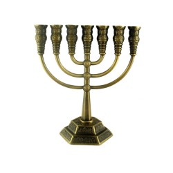 Seven Branch Menorah with Jerusalem Images Coppe... | 7 Branch Menorah
