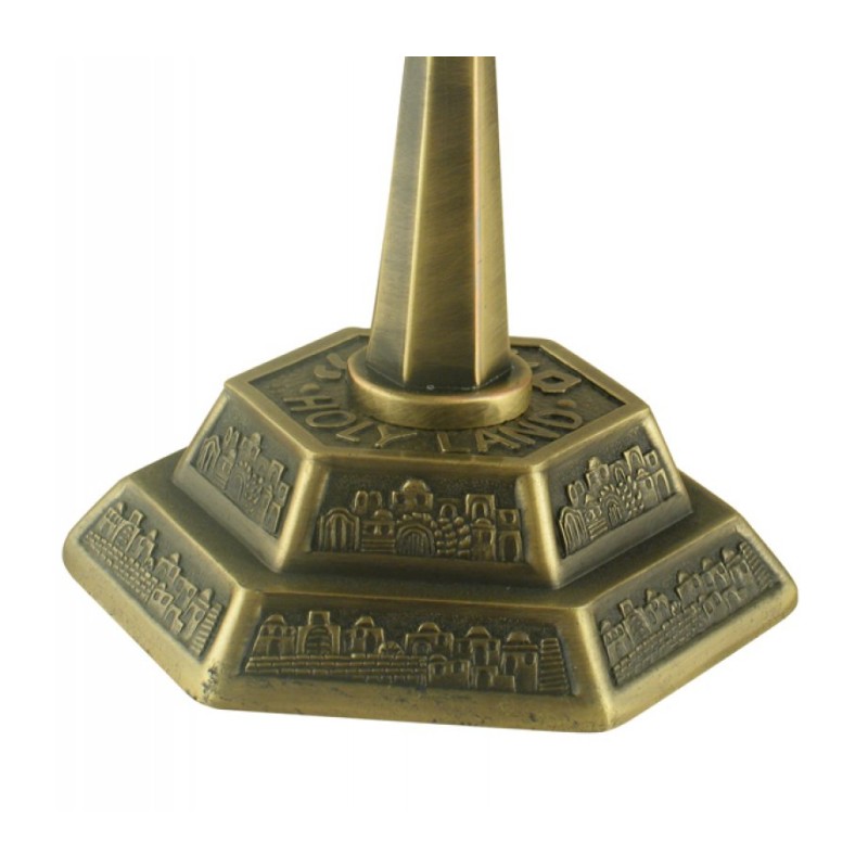 Seven Branch Menorah with Jerusalem Images Coppe... | 7 Branch Menorah