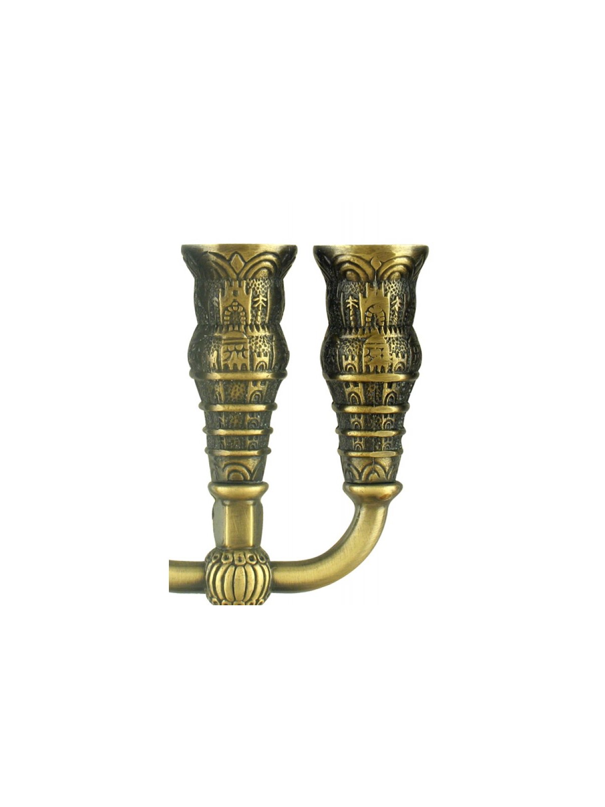 Seven Branch Menorah with Jerusalem Images Coppe... | 7 Branch Menorah