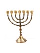 Seven Branch Menorah Dark Gold Brass with Antiqu... | 7 Branch Menorah