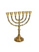 Seven Branch Menorah Dark Gold Brass with Antiqu... | 7 Branch Menorah