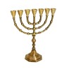 Seven Branch Menorah Dark Gold Brass with Antiqu... | 7 Branch Menorah