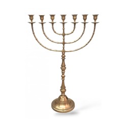 Extra Large Seven Branch Gold Menorah on Stem An... | 7 Branch Menorah