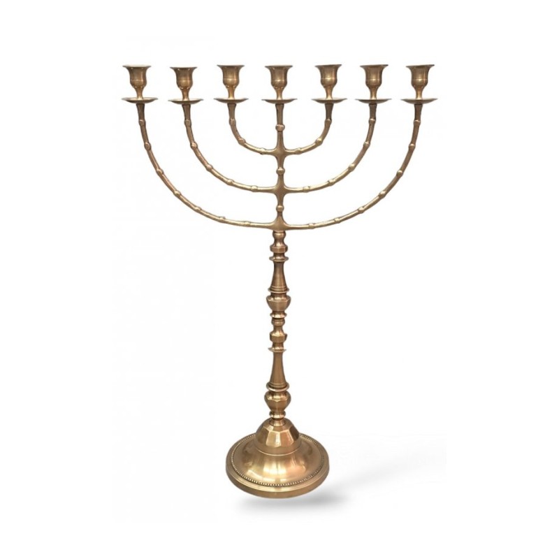 Extra Large Seven Branch Gold Menorah on Stem An... | 7 Branch Menorah