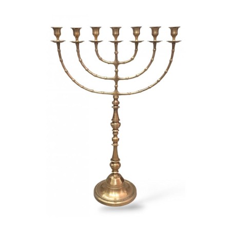 Extra Large Seven Branch Gold Menorah on Stem An... | 7 Branch Menorah