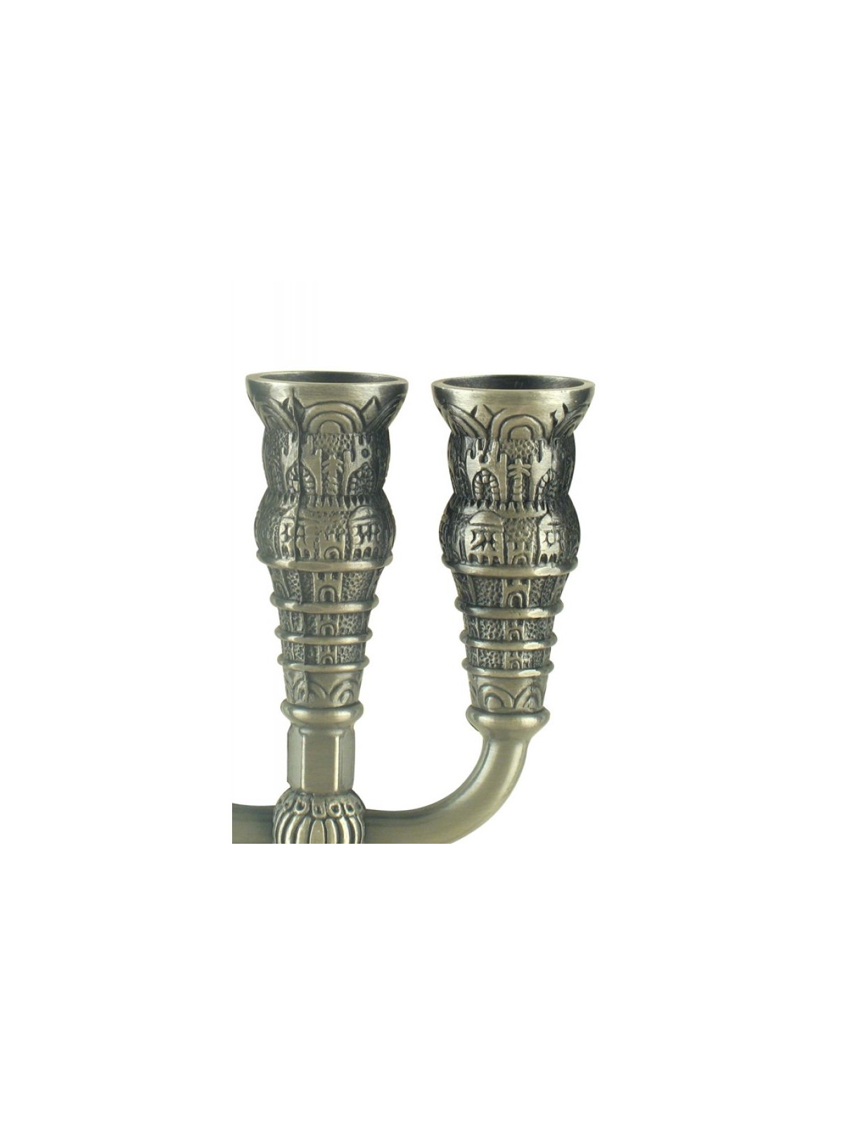 Seven Branch Menorah with Jerusalem Images Pewte... | 7 Branch Menorah