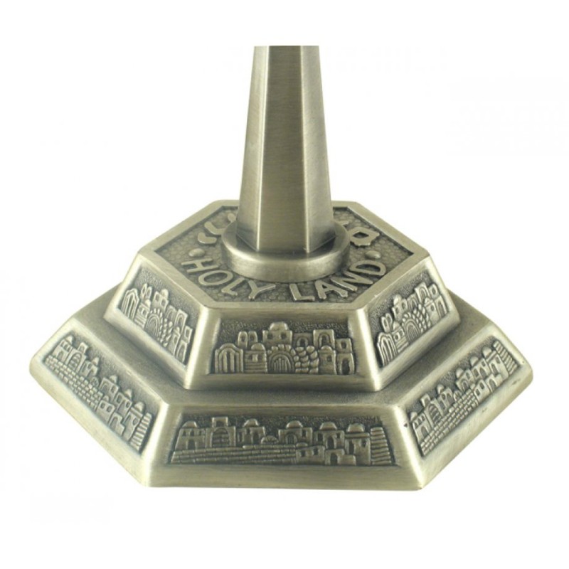 Seven Branch Menorah with Jerusalem Images Pewte... | 7 Branch Menorah