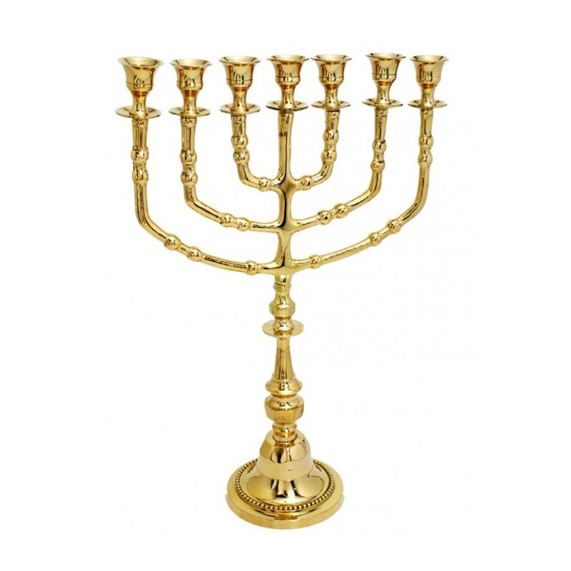 7 Branch Menorah Decorative Gold Colored Brass 15 | 7 Branch Menorah