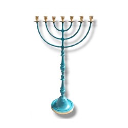 Extra Large Seven Branch Patina Menorah on Slend... | 7 Branch Menorah