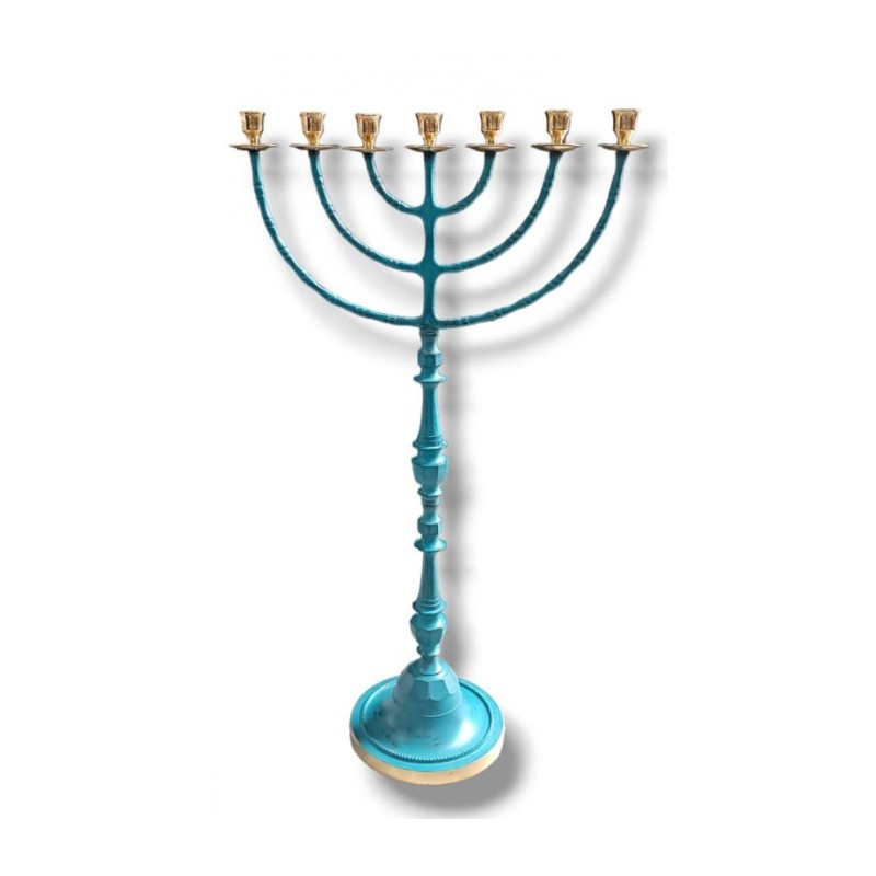 Extra Large Seven Branch Patina Menorah on Slend... | 7 Branch Menorah