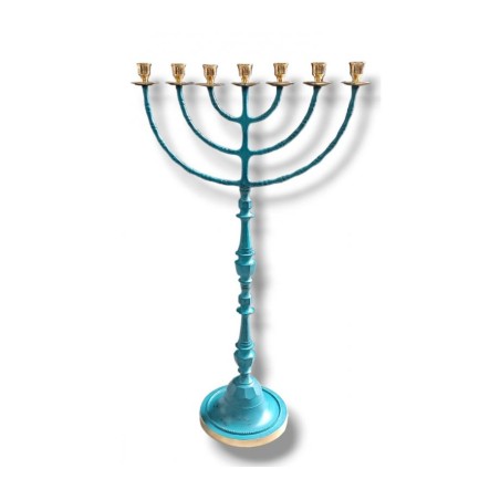 Extra Large Seven Branch Patina Menorah on Slend... | 7 Branch Menorah