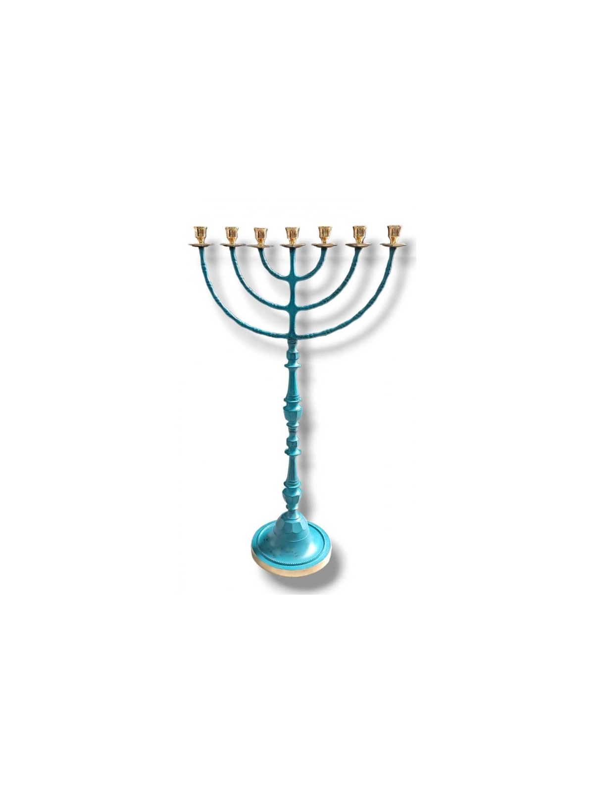 Extra Large Seven Branch Patina Menorah on Slend... | 7 Branch Menorah