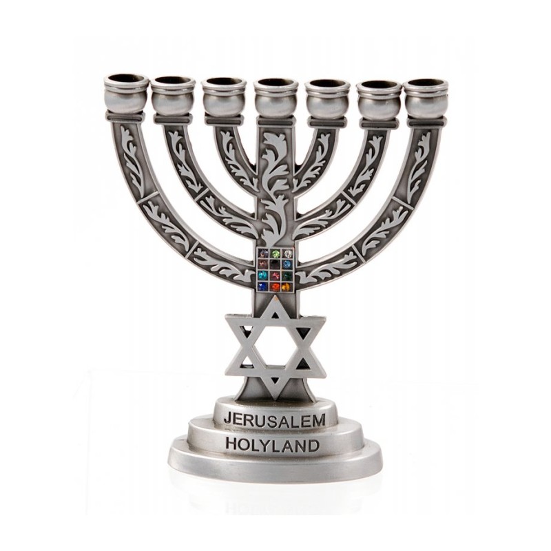 Small Seven Branch Menorah with Star of David Br... | 7 Branch Menorah