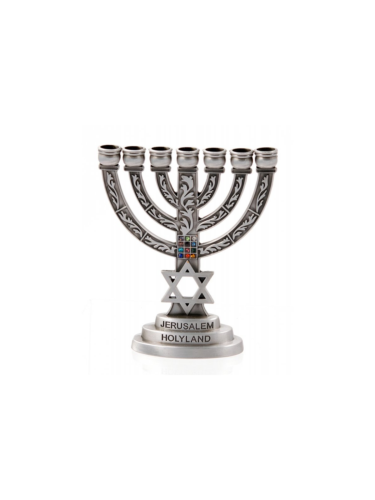 Small Seven Branch Menorah with Star of David Br... | 7 Branch Menorah