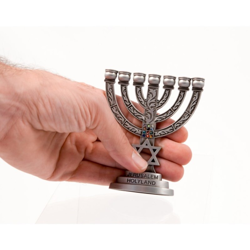 Small Seven Branch Menorah with Star of David Br... | 7 Branch Menorah