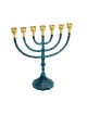 Seven Branch Blue Turquoise Patina Menorah Gold ... | 7 Branch Menorah