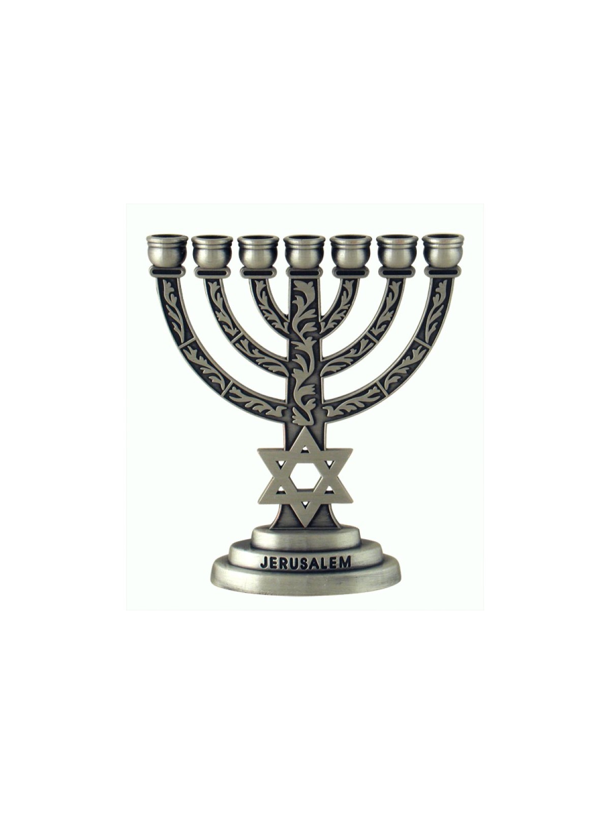 Pewter Star of David Seven Branch Menorah | 7 Branch Menorah